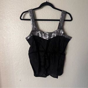 Old Navy Sequin Black Tank Top Medium Vintage NWOT